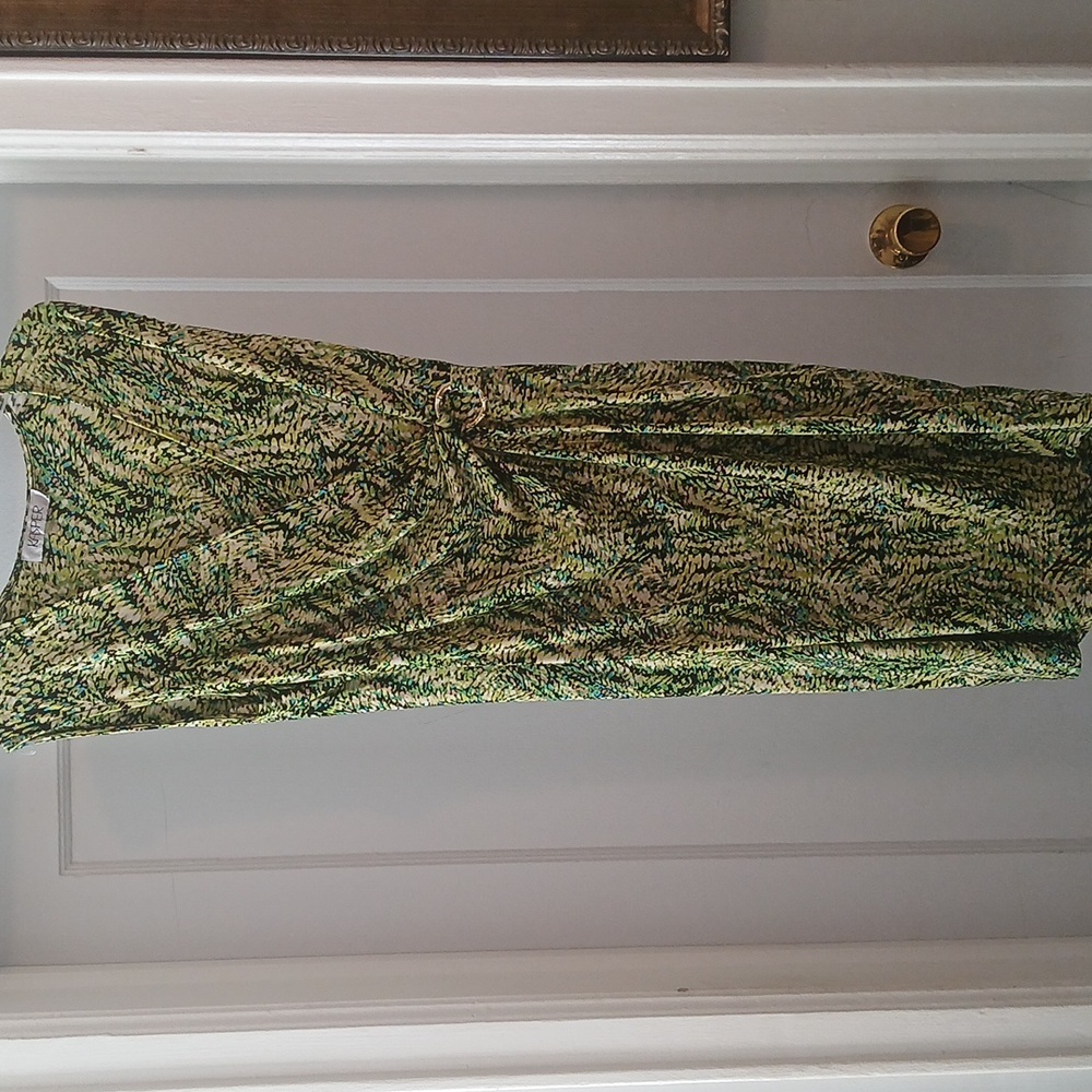 Kasper Green and Black Patterned Dress